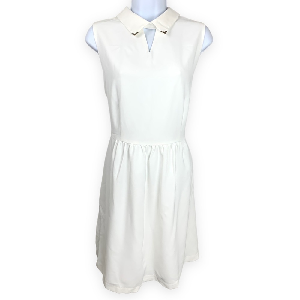 Forever 21 White Dress with Gold Collar Tips